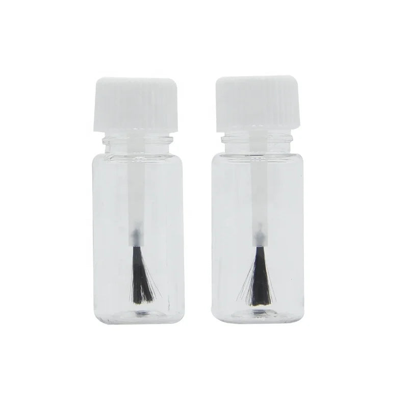 10ml Oval PET Glue Brush Bottle Screen Printing Cosmetic Nail Polish Touch Paint Recyclable White/Black 18/410 Screw Cap