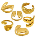 Fatingna Adjustable Stainless Steel Gold Plated for Women Chunky Waterproof Band WithResizable Trendy Wedding Engagement