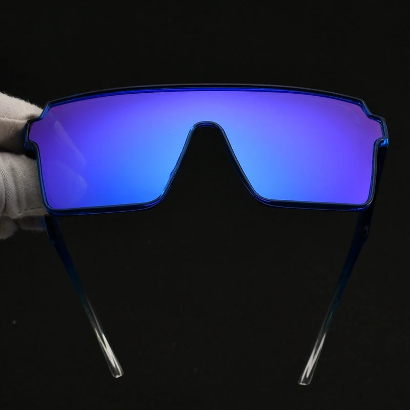Fashion Wholesale Vintage Oversized One Piece Shades Retro Square Custom Logo Mirror Sunglasses Women Men