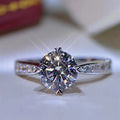 Round Sparkling Moissanite Ring 925 Sterling Silver 18K White Gold Plated Excellent Cut 1 Ct Diamond Test Past Wedding Ring Gift
