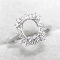 Sterling Silver 7*9mm Semi Mount Ring Empty Frame Blank Support Claw Setting S925 Base Holder Without Center Stone for DIY Inlay
