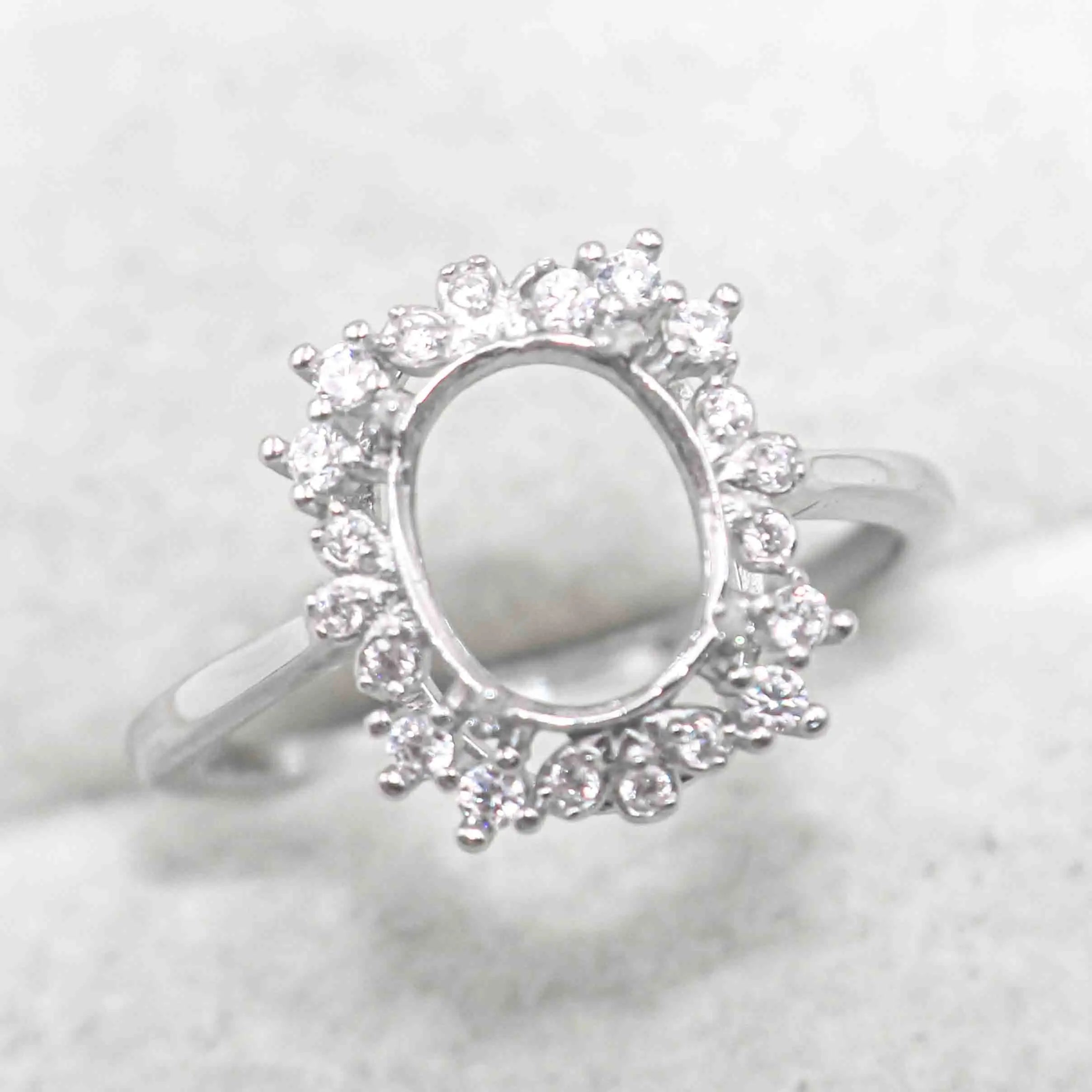 Sterling Silver 7*9mm Semi Mount Ring Empty Frame Blank Support Claw Setting S925 Base Holder Without Center Stone for DIY Inlay