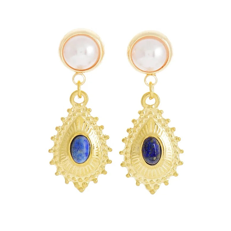 Vintage Statement Designer Stainless Steel Earrings Royal Blue 18K Gold Plated Butterfly Shape Fashion Accessories for Weddings