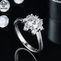 RINNTIN SMR51 Round Cut 1.0 Carat Customized Fancy Flower Shape Women's Moissanite Diamond Women Luxury Wedding Ring for Women