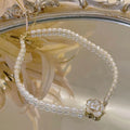 GT Pearl Camellia Necklace French Vintage Cubic Zircon Chain Flower Pendant Clavicle Necklaces for Women