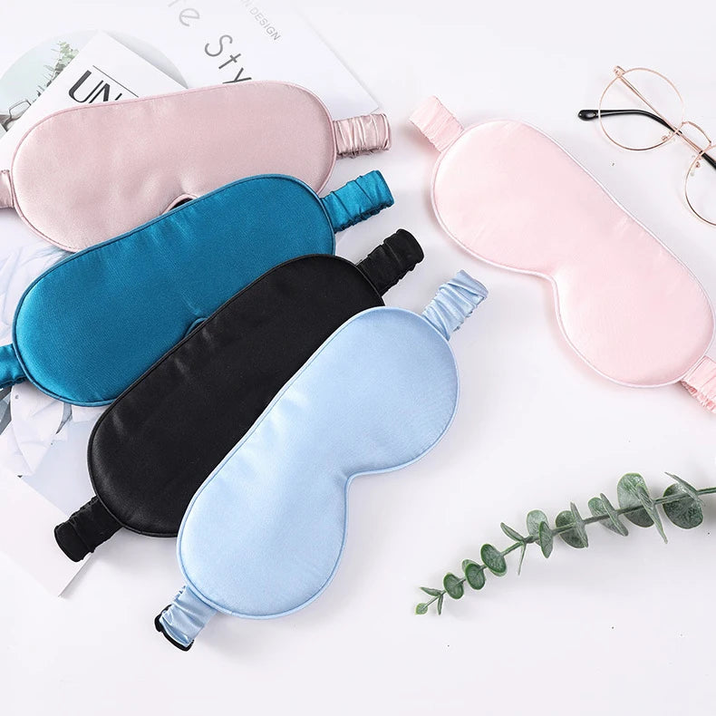 Customized Super Soft Breathable Satin Sleep Eye Patch Light Blocking Travel Blindfold Elastic Strap Customized Satin Sleep Eye
