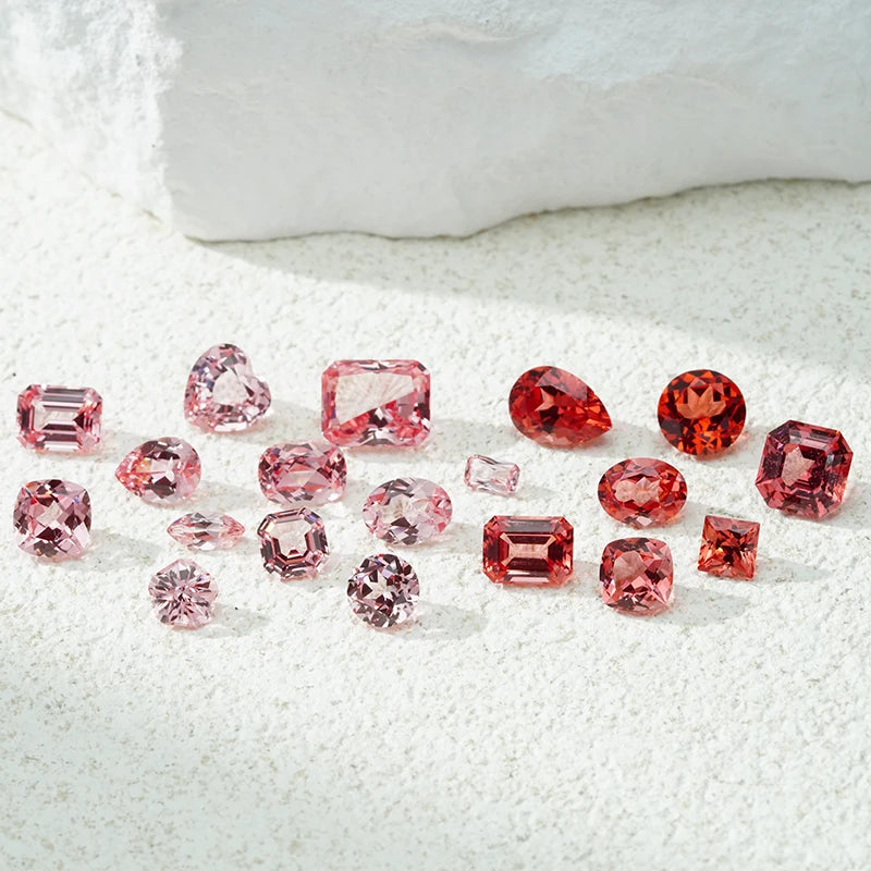 Popular Dark Pink Color Asscher Cut Pink Stone 5*5-9*9mm Sunrise Sunset Paparadscha Lab Sapphire
