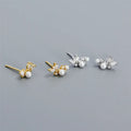 SP INS Small Earrings S925 Sterling Silver Pearl Stud Diamond Earrings