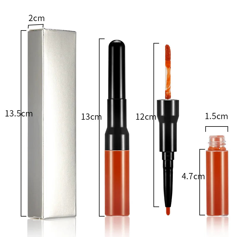 2 in 1 Matte Lipstick with Lipliner Private Label 21 Options Double Sides Waterproof Liquid Lipstick Lip Makeup Set