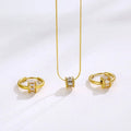 Explosive Small Waist Stainless Steel Necklace Female Inset Cz Stone Non Tarnish Necklace Matching With Earrings Set