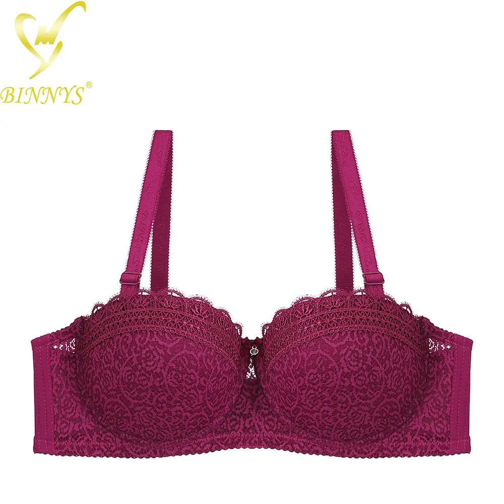 Binnys 36C Thin Nylon Female Comfortable Lingerie Wholesale Hot Sells Womens Underwear Half Cup Fancy Lace Underwire Ladies Bras