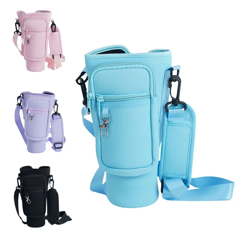40oz Neoprene Water Bottle Carrier Bag with Adjustable Shoulder Strap Insulated Water Bottle Sleeve Bag
