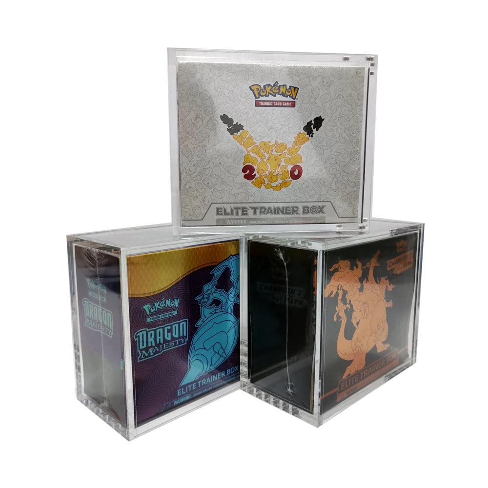 An-ti UV Premium Magnetic Lid Elite Trainer Box Closure Clear Acrylic ETB Cards Collectibles Protector Display Cases for Pokemon