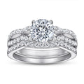 Wedding Exquisite Jewelry Couple Simple 925 Sterling Silver Half Eternity Engagement Ring Women's Jewelry Inlaid Cubic Zirconia