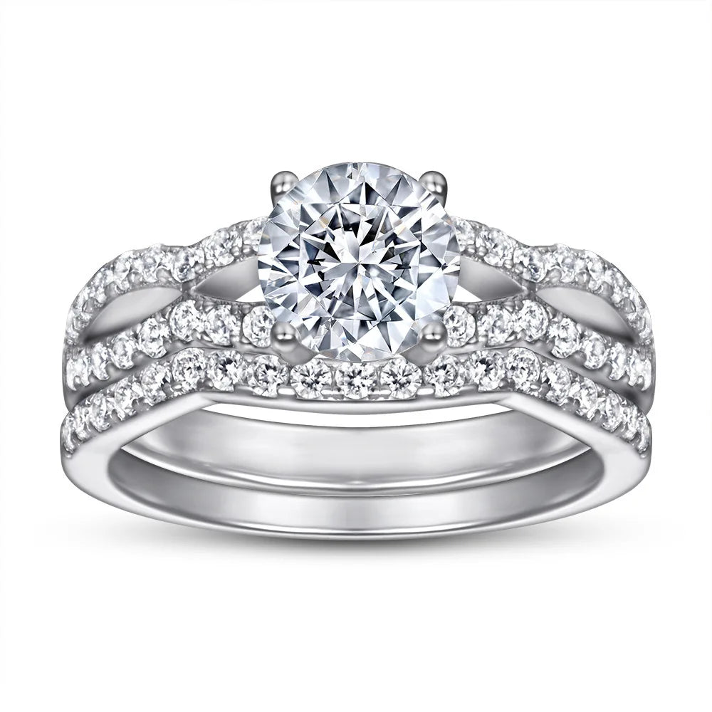 Wedding Exquisite Jewelry Couple Simple 925 Sterling Silver Half Eternity Engagement Ring Women's Jewelry Inlaid Cubic Zirconia