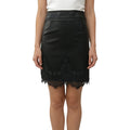 Classical Elegant Knee-length Sexy Pu Leather Mid Skirt Lace Sweep Women in Leather Mini Skirts Trade