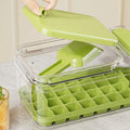 Newest Plastic Easy Release One Click Flip Out clear BPA Free Home Ice Cube Lattice Tray with Ice Storage Box