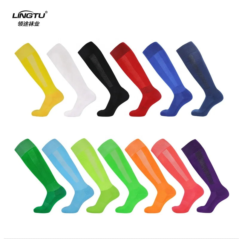 In Stock LINGTU Jacquard Long Football Socks for Men White Soccer Socks Long Knee High Football Grip Socks Calcetines