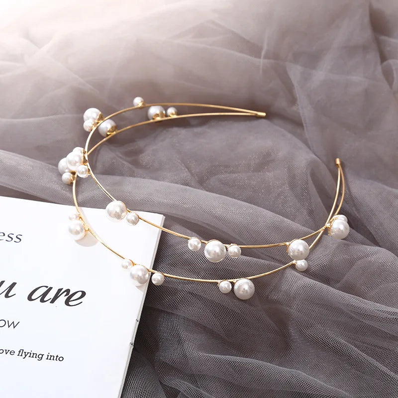 Headbands for Women Pearl Head Bands Hair Accessories No Slip Fashion Cute Headband for Women Gold