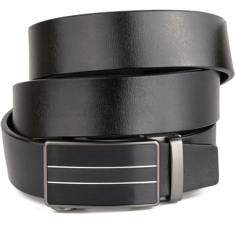 LQbelt Cowhide Belt Genuine Leather Belts for Men Automatic Buckle Ratchet Belt Factory Custom LOGO