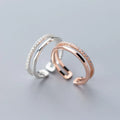 Unique Design 925 Sterling Silver Double Row CZ Pave Finger Ring S925 Women J5841