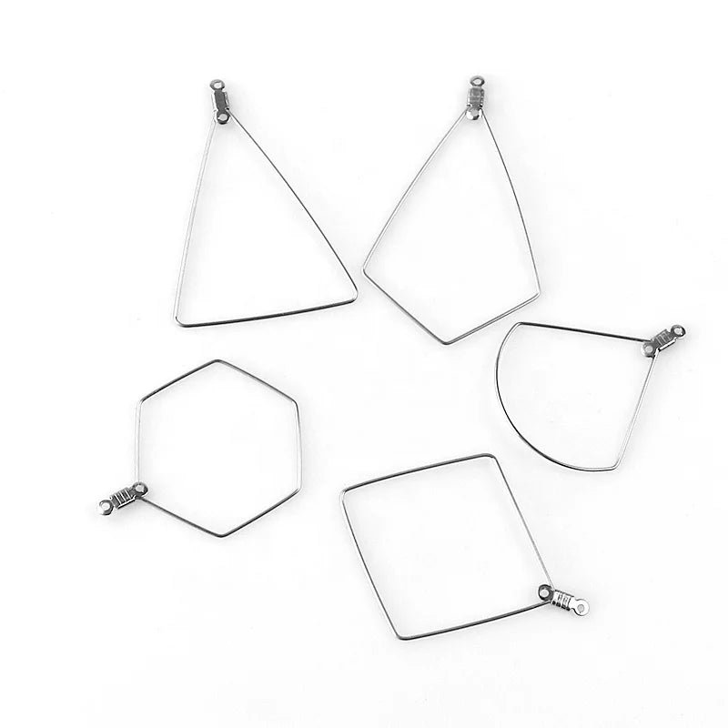 20pcs Stainless Steel Double Hole Rectangle Wire Earring Hooks Connector for DIY Accessories Making Jewelry Wholesale
