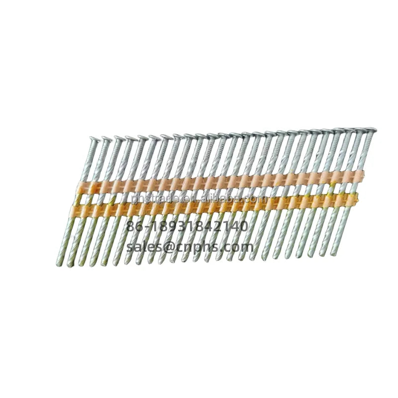 3-1/4 Inch Galvanized Steel 21 Degree Framing Threaded Nails with Ring/Spiral Shank for Construction