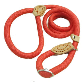 Heavy Duty Braided Nylon Solid Simple Adjustable Loop Retractable Dog Collar and Leash Set for Medium Large Dogs