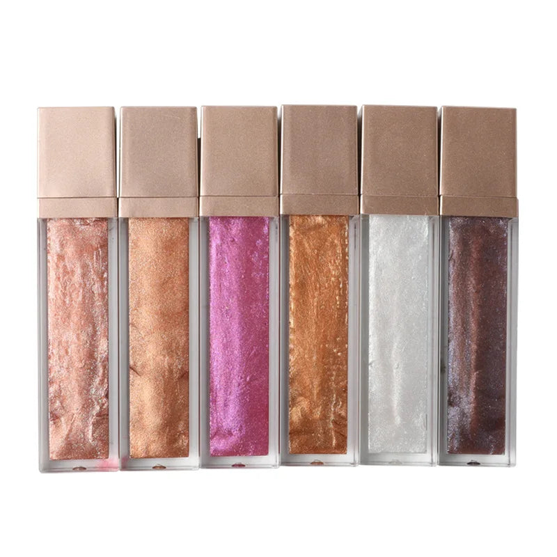 Wholesale 6 Color Pearlescent Lip Gloss Liquid Fine Texture Neutral Makeup with Light Shine Glitter