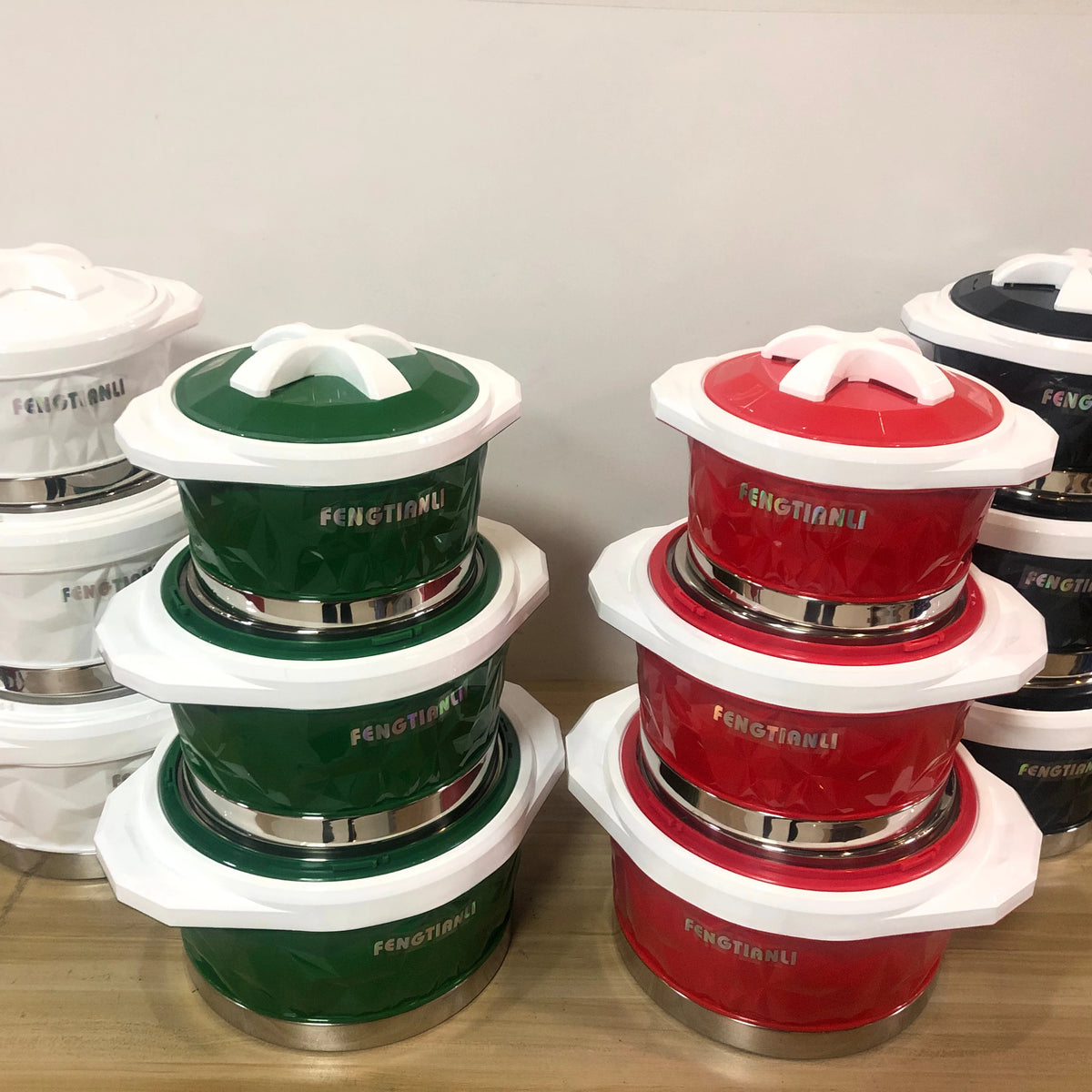 Stainless Steel Box Hotpot Food Warmer Double Heat Preservation Pot Can Be Stacked Thermos Food Warmer 4pcs SET(2/4/6/8L)