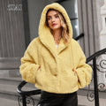 Wholesale Women's Oversize Yellow Puffer Fur Fluffy Coat Faux Fur Teddy Coat Shearling Jacket