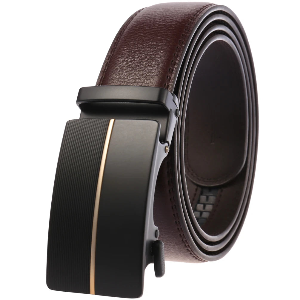 OEM Custom LOGO Classic Designer Automatic Metal Buckle Men Leather Belts Cowhide Men's Adjustable Genuine Leather Belt for Men