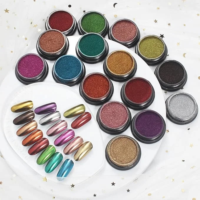 TCOWO Magic Metallic Rub Dust Chrome Mirror Powder Shiny Pigment Powder for Nail Art Decoration & Manicure