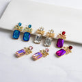 Minimalist Crystal Stud Earrings Round Rectangle Pendant Earrings Bowknot Rhinestone Earrings for Women