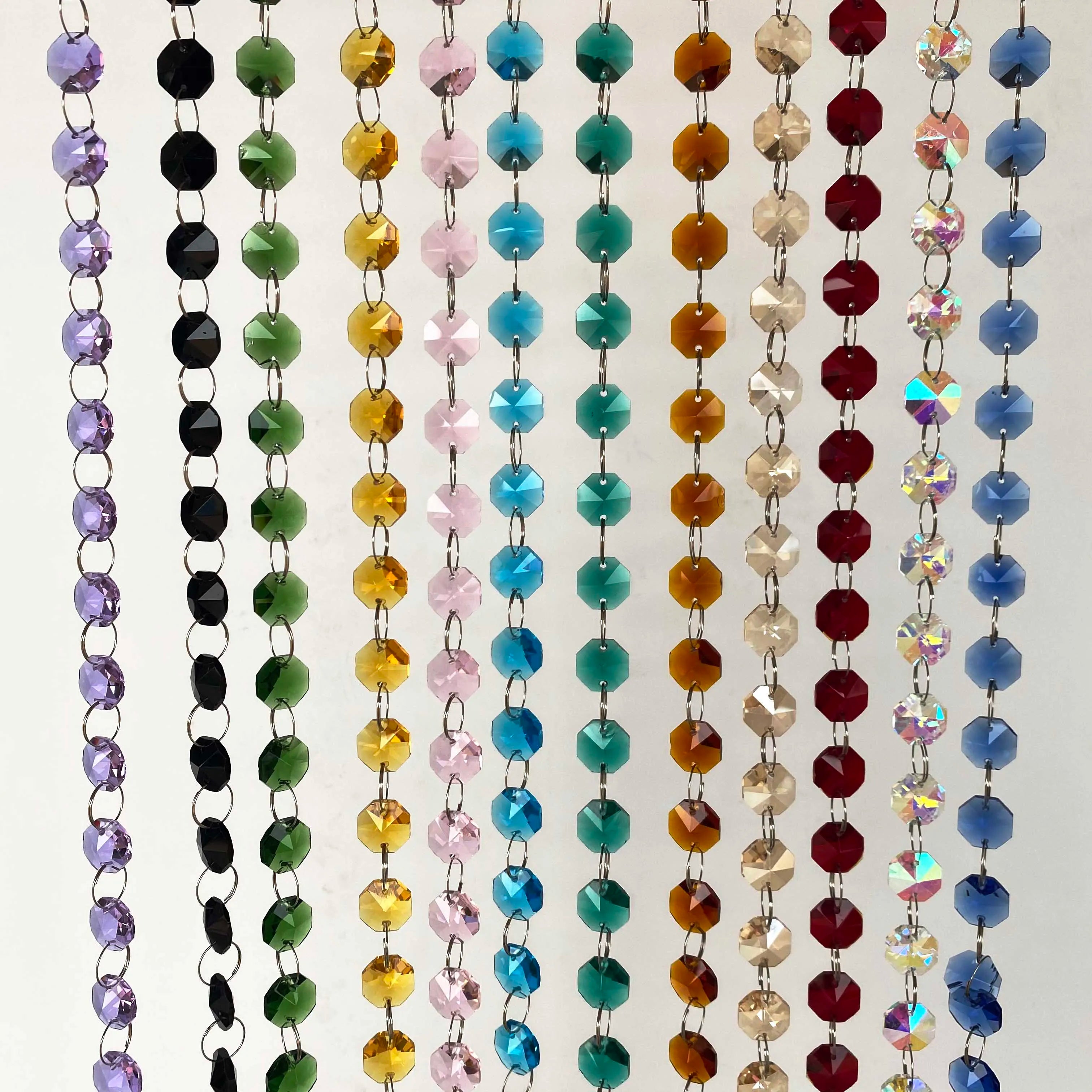Colorful Polished Crystal Octagon Beads Curtain Chain for Wedding Decoration