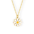 Fashion 18K PVD Gold Plated Trendy Simple Enamel Daisy Flower Jewelry Stainless Steel Chain Pendant Necklace for Women Girls