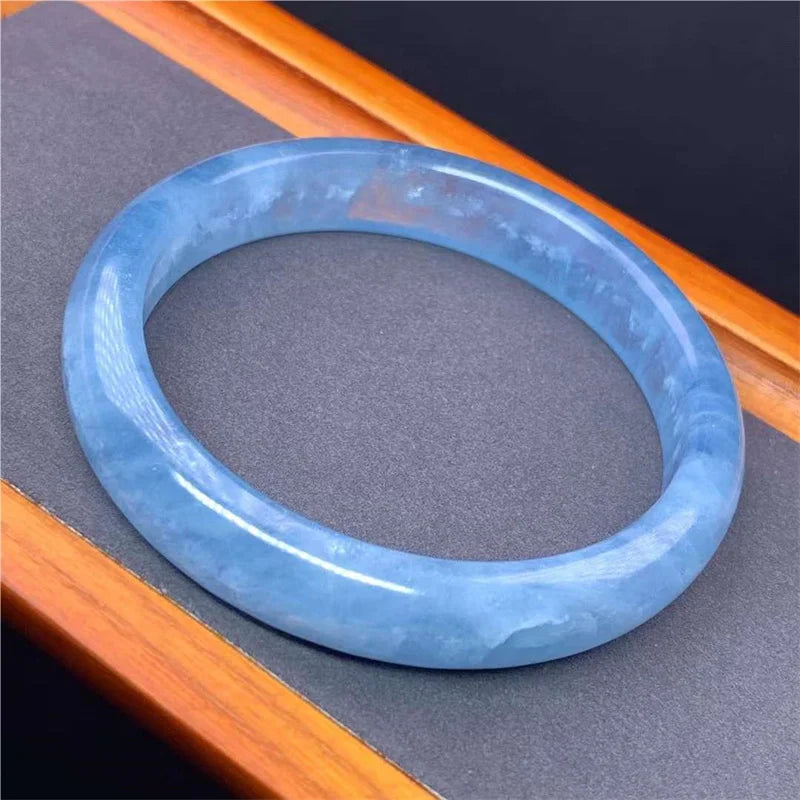 Wholesale Strands Fashion Quartz Beads Crystal Jewelry Natural Gemstone Blue Aquamarine Bangle