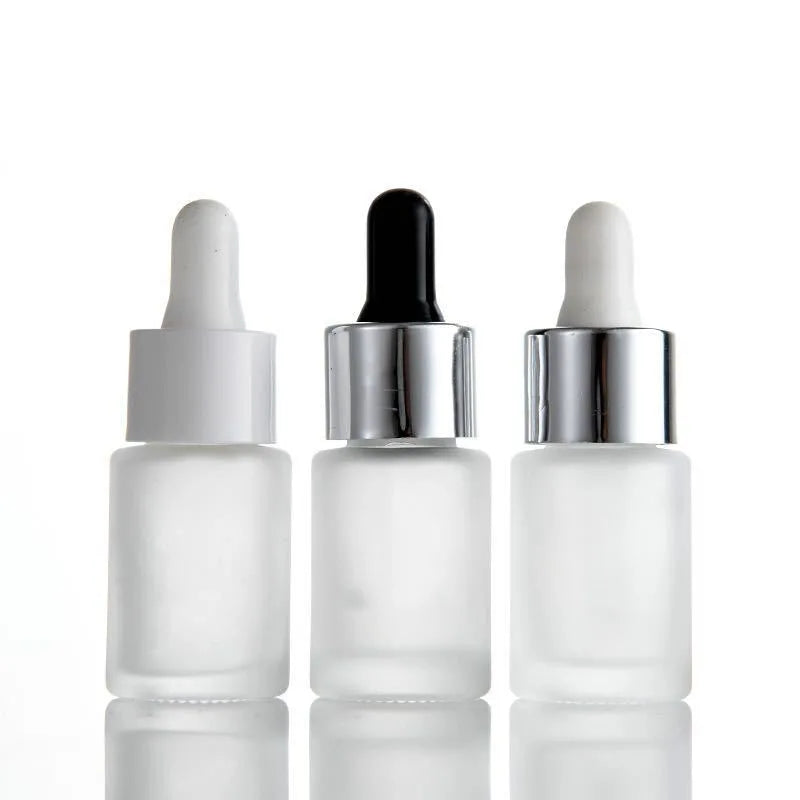 Customizable 15ml Frosted Glass Skincare Dropper Sample Bottle for Essential Oils and Cosmetic Lotion