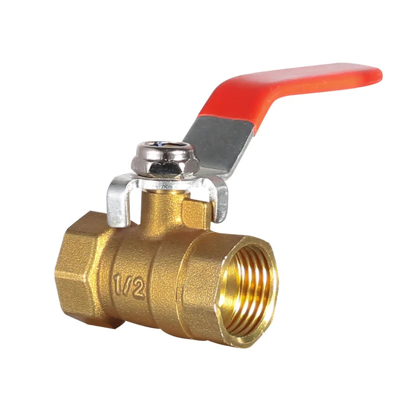 DN15~DN50 High Pressure 100psi Brass Float Valve 1/2"-2" Red Long Handle Manual Female Thread PTFE Sealing for Water