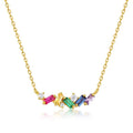 18K Gold Plated 925 Silver Colorful Gemstone Pendant Necklace Vibrant Multi Stone Accent Adjustable 18 Inch Chain