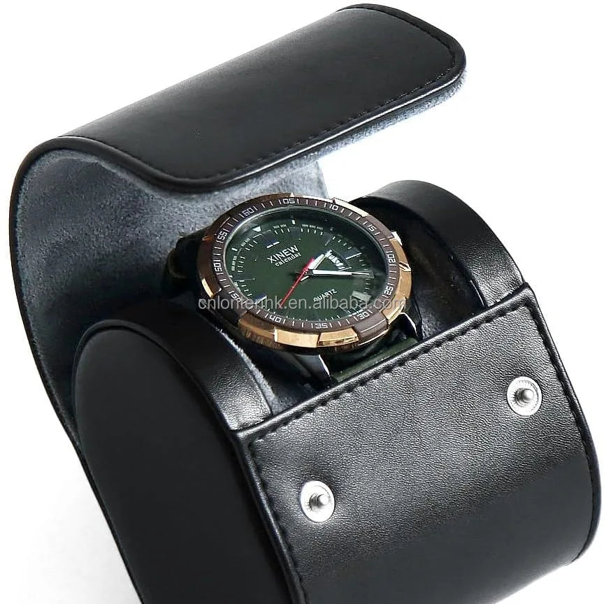 Luxury One Slot Single Watch Rolls Storage Box case PU Travel Watches Organizer Boxes Cases Brown Leather Watch Roll Box
