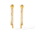 Ins Fashionable  Stainless Steel 18K Gold Plated Geometric Round Beads Square Water Drop Tassel Earrings for Girls