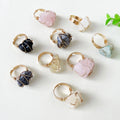 Adjustable Natural Amethyst Wire Wrap Irregular Raw Stones Crystal Rings