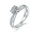 Hot Selling Staggered Hollow Moissanite Ring S925 Sterling Silver Plated Platinum Circular Infinite Moissanite Ring
