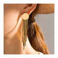 ERESI Round Long Snake Chain Earrings Shaped Jewelry PVD 18K Gold Plated Stainless Steel Waterproof Tassel Earrings for Women