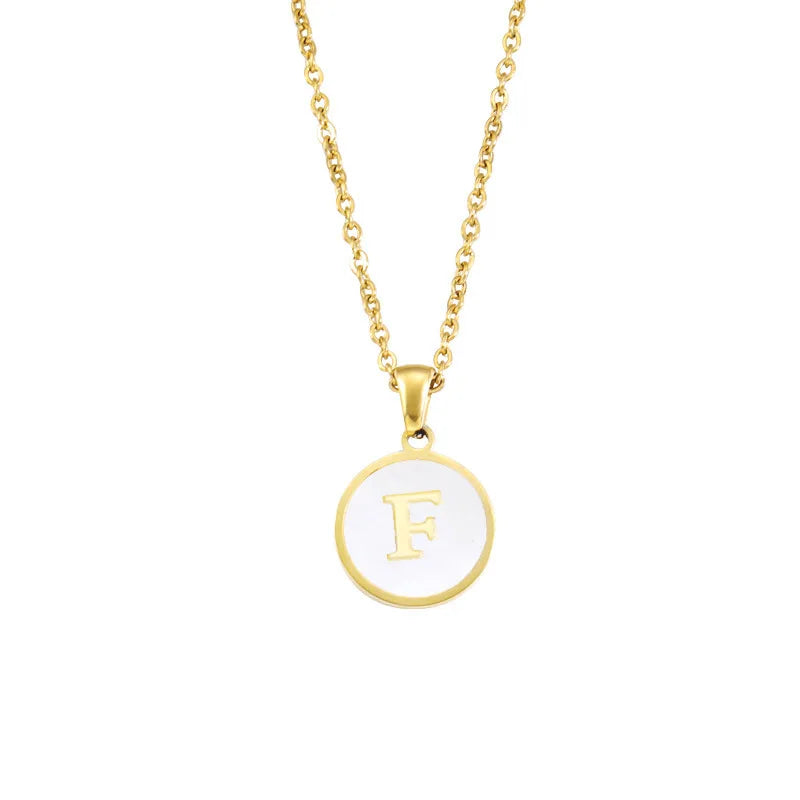 Trendy Jewelry Custom 18K Gold Plated Nelace Stainless Steel Small Initial 26 Letter Alphabet Pendants Nelace for Women