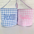 Personalized Easter Bag Sublimation Pink Blue Gingham Basket Wholesale Seersucker Easter Baskets