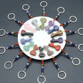 Wholesale Key Shaped Crystal Key Chain Natural 7 Chakra Bead Healing Stone Crystal Keychain