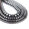 4 6 8 10mm Genuine Black Hematite Non-Magnetic Gemstone Loose Beads Rondelle Beads for Jewelry Making Strand 15 Inches