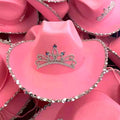 Novelty Pink Cowboy Hat Princess Cowgirl Costume Hat with Blinking Tiara for Women